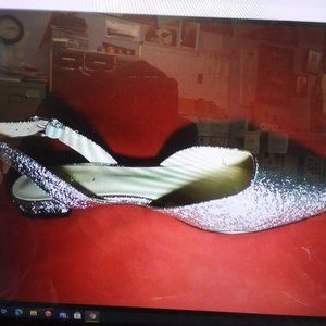 nine west althoff sling back flats silver 9 M